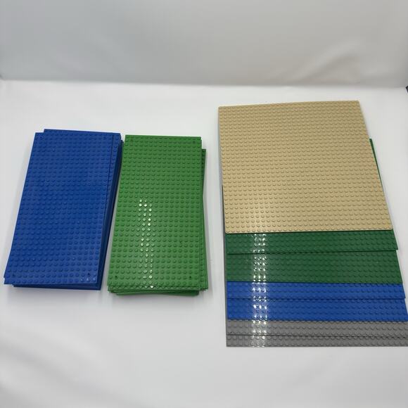 LEGO Baseplate Lot 32x32 16x32 Blue Green Tan Gray Building Plates - Picture 1 of 7